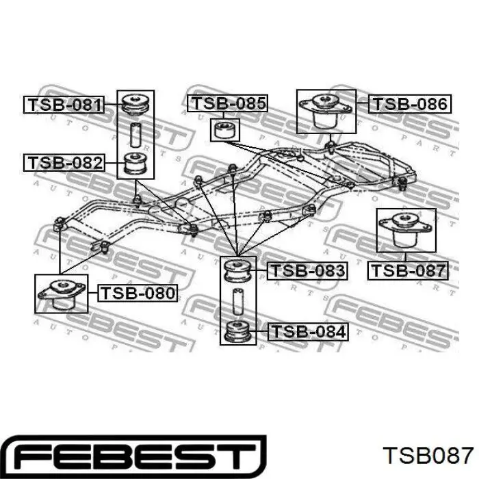 Купить TSB087 Febest Подушка рамы (крепления кузова)