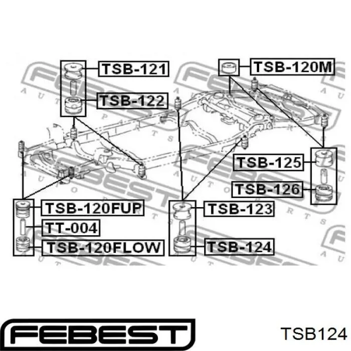 Купить TSB124 Febest Подушка рамы (крепления кузова)