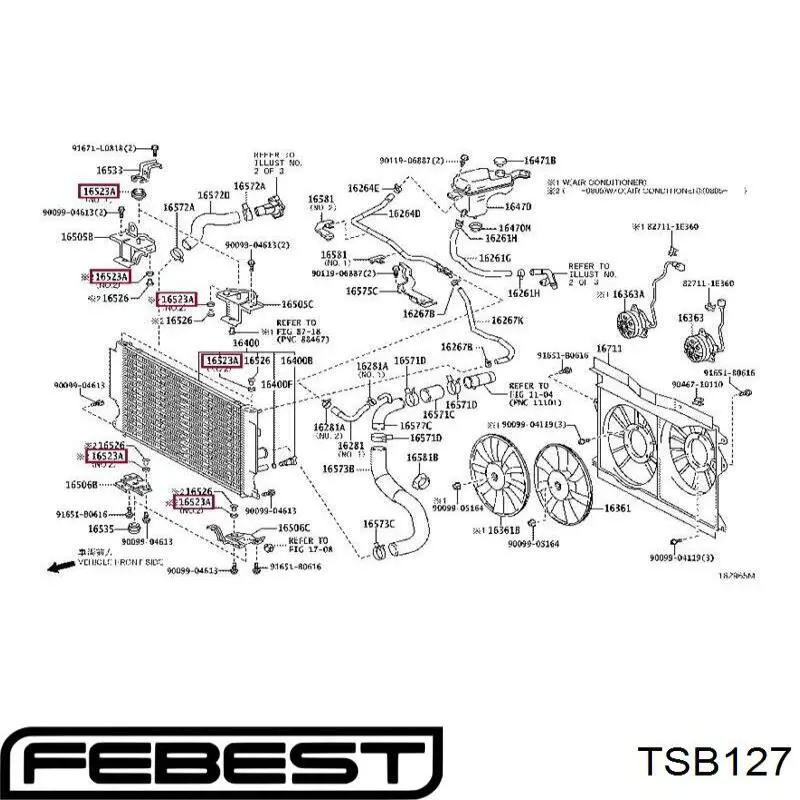Купить TSB127 Febest Подушка радиатора кондиционера верхняя