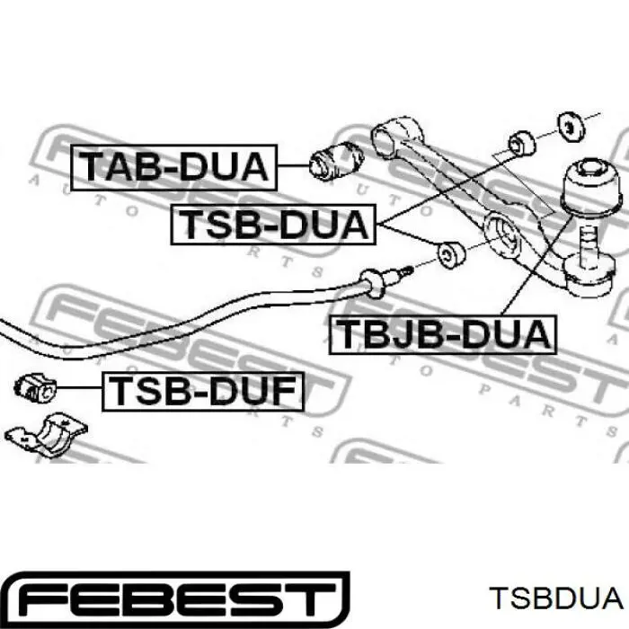 Купить TSBDUA Febest Сайлентблок растяжки переднего нижнего рычага