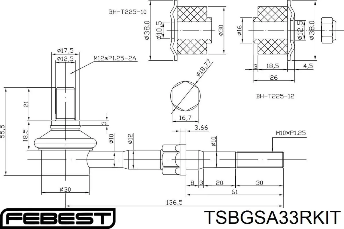 Втулка стойки заднего стабилизатора TSBGSA33RKIT Febest