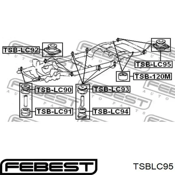Подушка рамы (крепления кузова) Febest TSBLC95