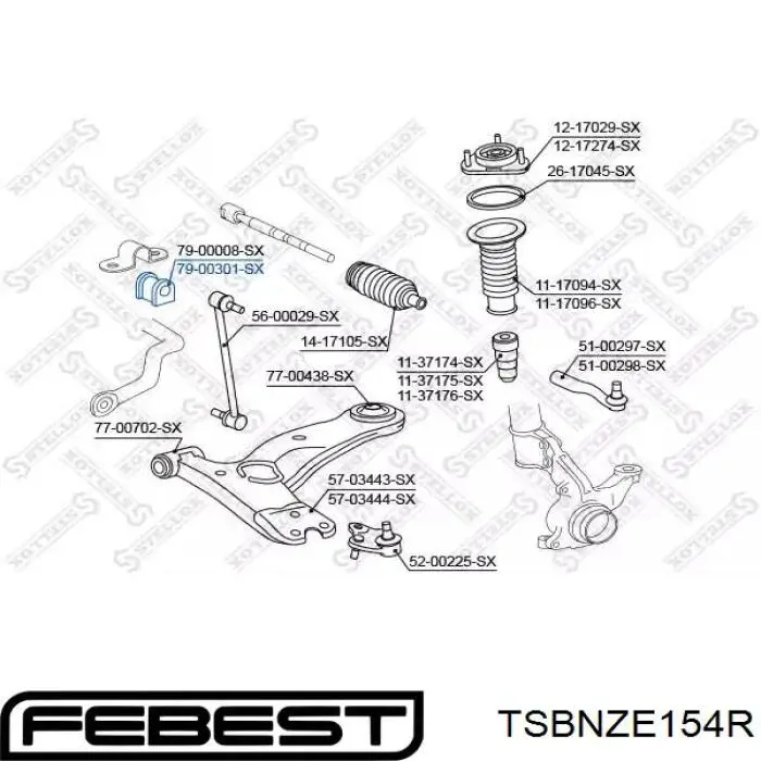Купить TSBNZE154R Febest Втулка заднего стабилизатора