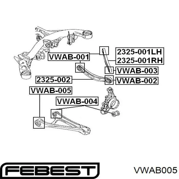 Suspensión, brazo oscilante trasero inferior VWAB005 Febest