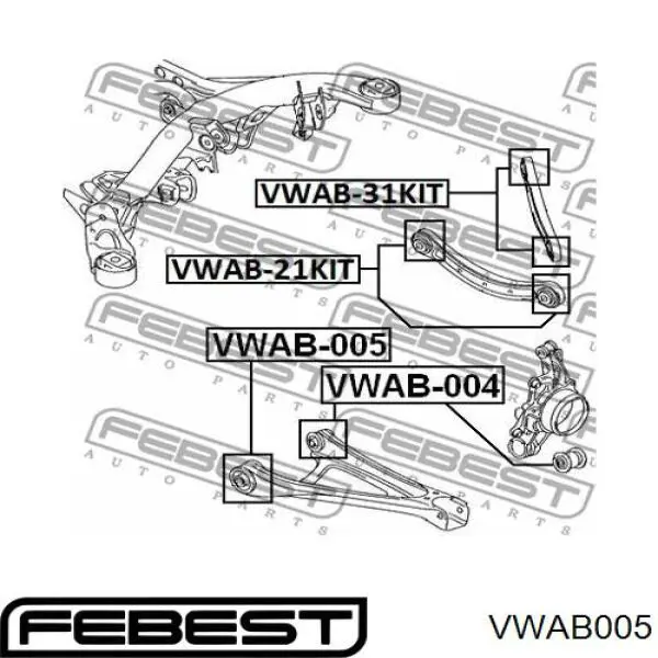 Сайлентблок заднего нижнего рычага VWAB005 Febest