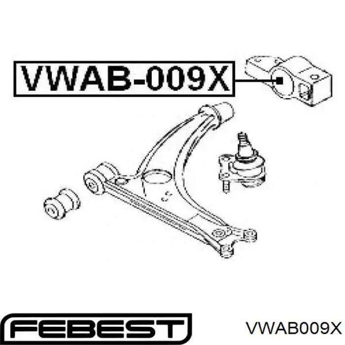 Купить VWAB009X Febest Сайлентблок нижний передней подвески