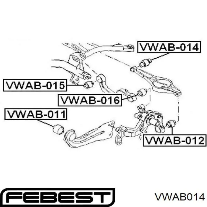 Сайлентблок заднего нижнего рычага VWAB014 Febest