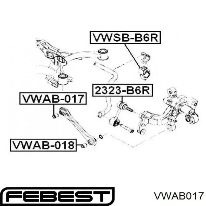 Купить VWAB017 Febest Сайлентблок заднего поперечного рычага внутренний