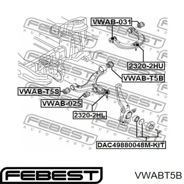 Сайлентблок переднего рычага VWABT5B Febest
