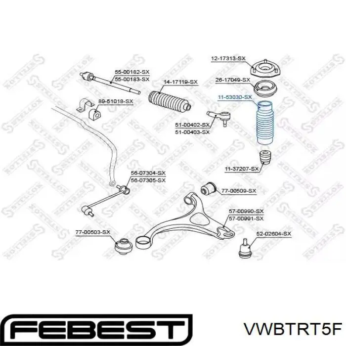 Подшипник опоры амортизатора Febest VWBTRT5F