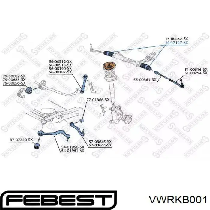 Пыльник рейки Febest VWRKB001