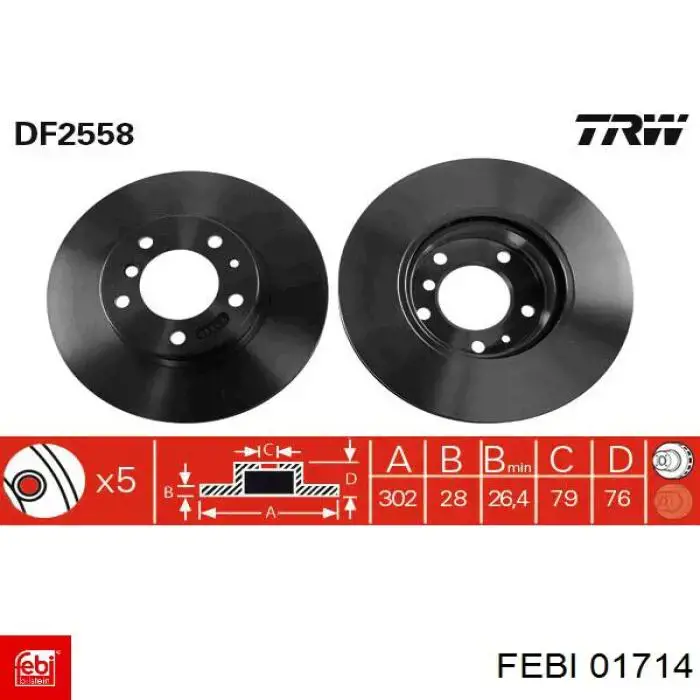 Тормоз дисковый передний Febi 01714 цена, от 45.63 USD