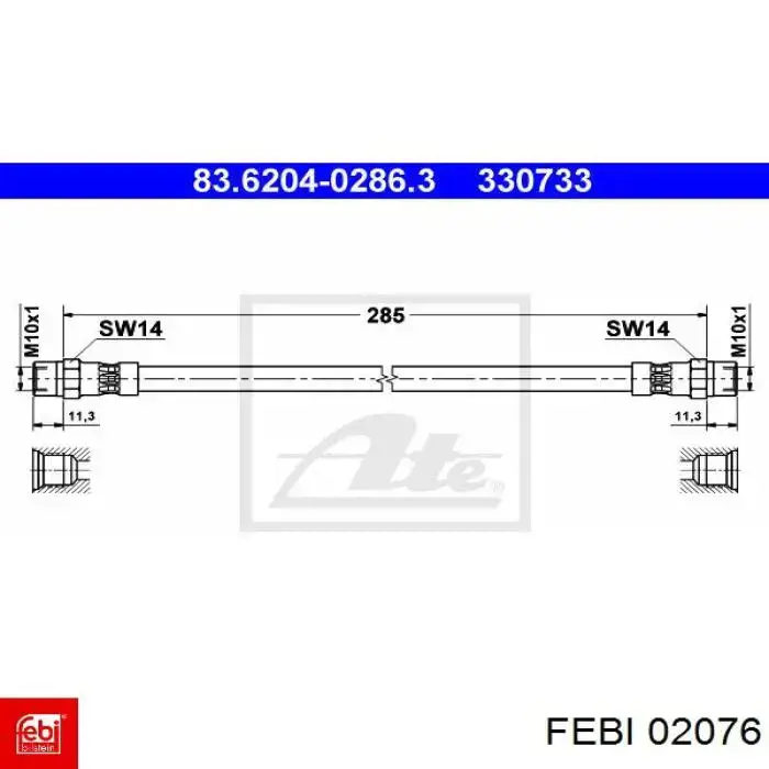 Шланг тормозной передний Febi 02076 цена, от 6.84 USD
