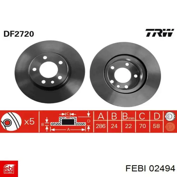 Купить 02494 Febi Ротор тормозной