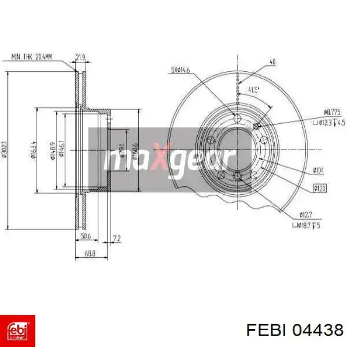 Передний тормозной диск Febi 04438