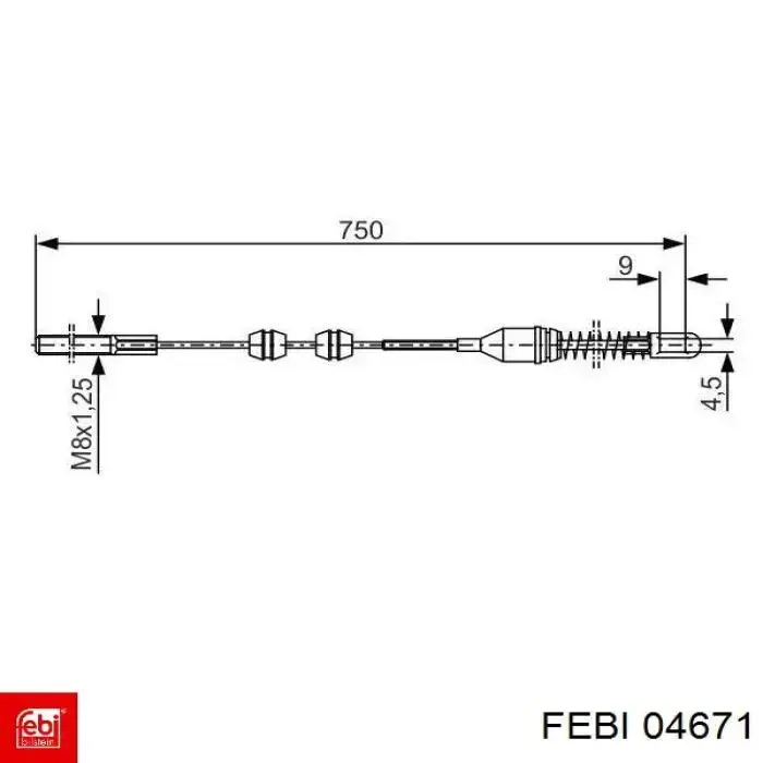 Трос ручника 04671 Febi