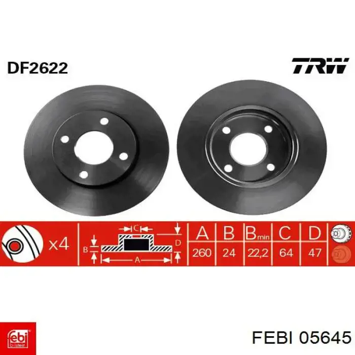 Купить 05645 Febi Ротор тормозной