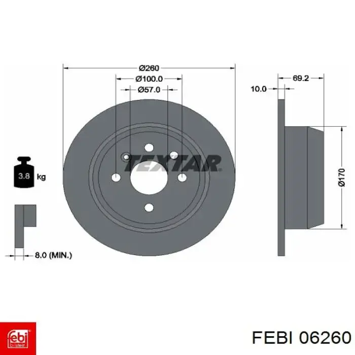 Задний тормозной диск Febi 06260 цена, от 25.57 USD
