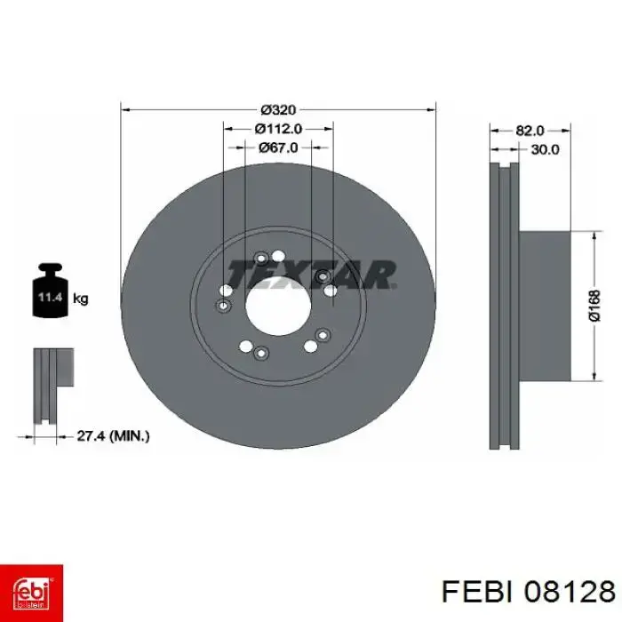 Передние тормозные диски 08128 Febi