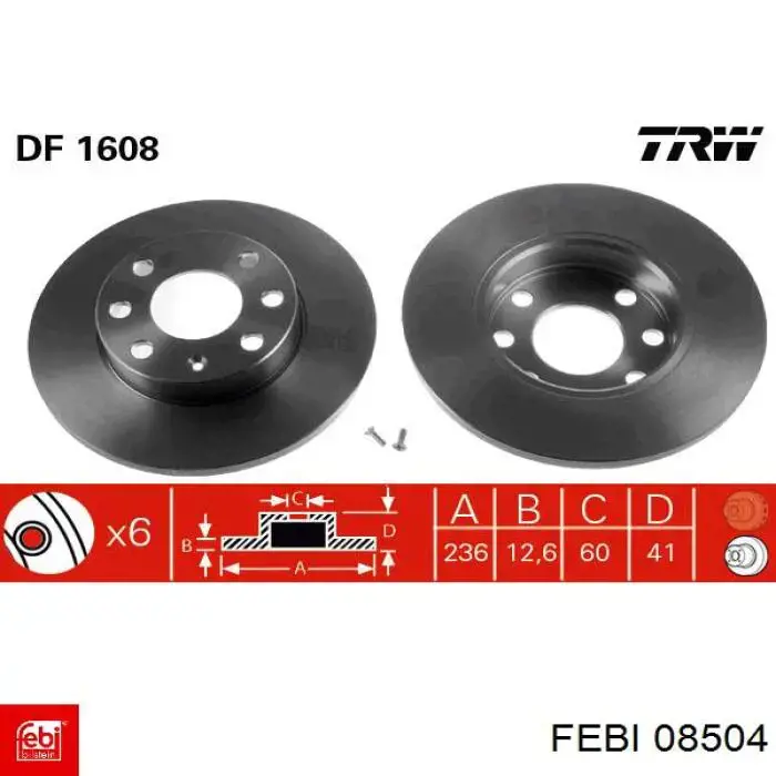 08504 Febi Диск тормозной передний