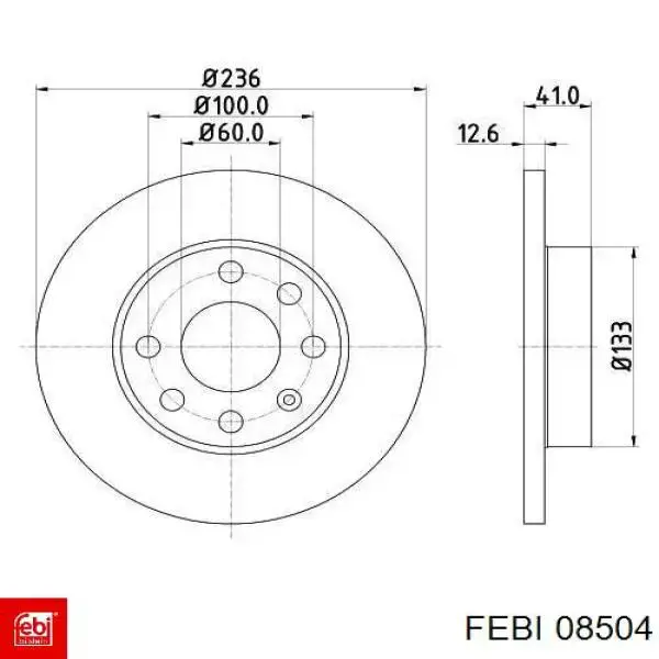 Диск гальмівний передній 08504 Febi