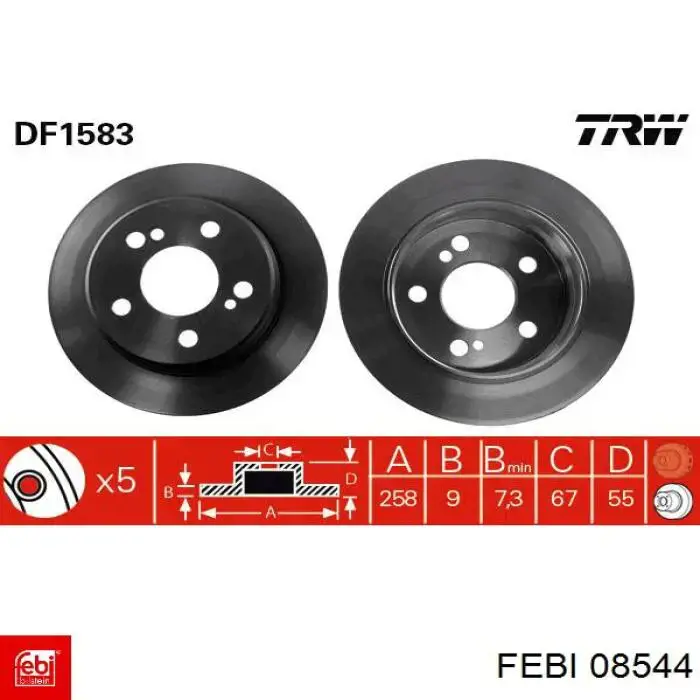 Задний тормозной диск Febi 08544 цена, от 24.53 USD