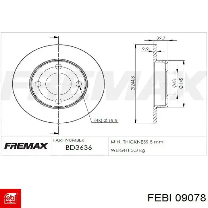 Тормозные диски 09078 Febi