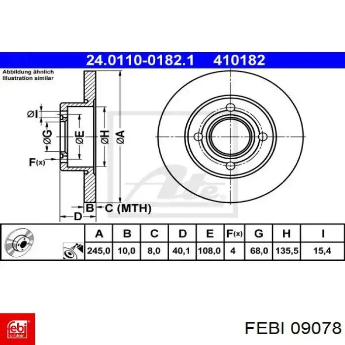 Задний тормозной диск Febi 09078 цена, от 21.07 USD