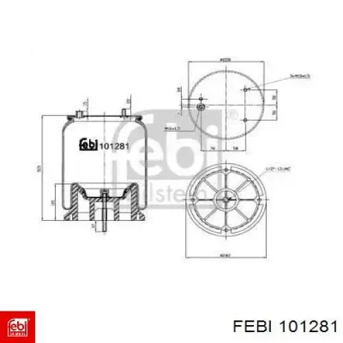 101281 Febi coxim pneumático (suspensão de lâminas pneumática do eixo)