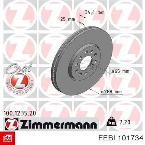 Купить 101734 Febi Ротор тормозной