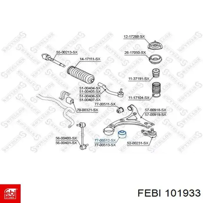 Сайлентблок переднего рычага 101933 Febi