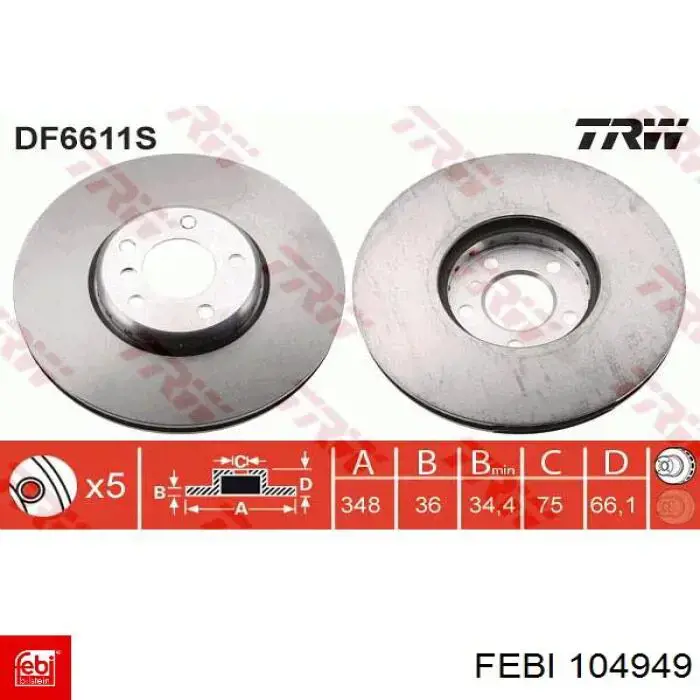Купить 104949 Febi Ротор тормозной