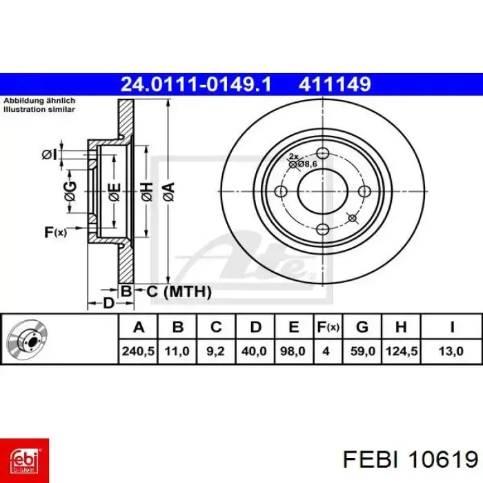 Задний тормозной диск Febi 10619 цена, от 20.95 USD