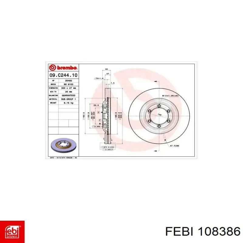 Передний тормозной диск Febi 108386