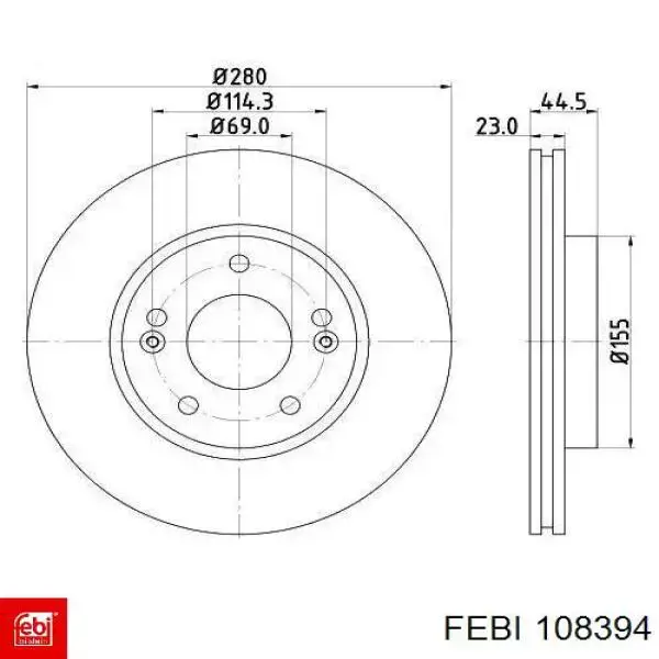 Передние тормозные диски 108394 Febi