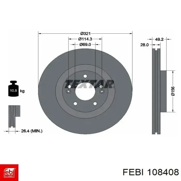 Купить 108408 Febi Ротор тормозной