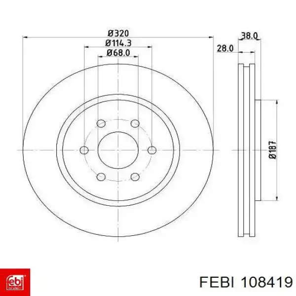 Передние тормозные диски 108419 Febi