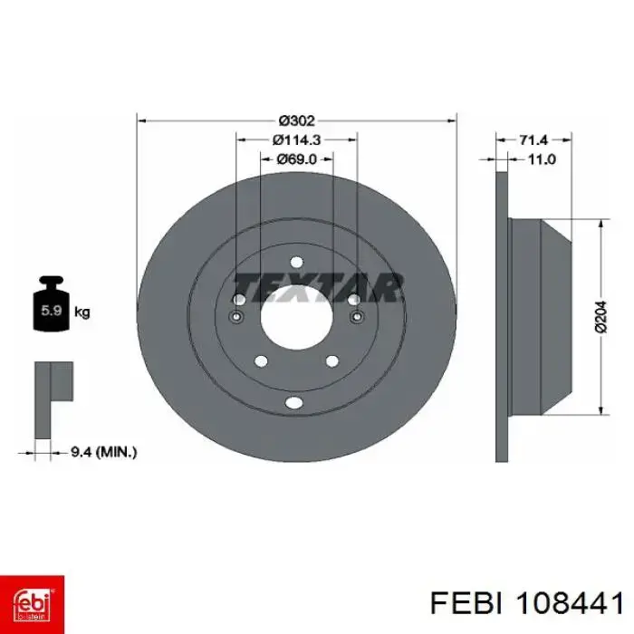 Тормозные диски 108441 Febi