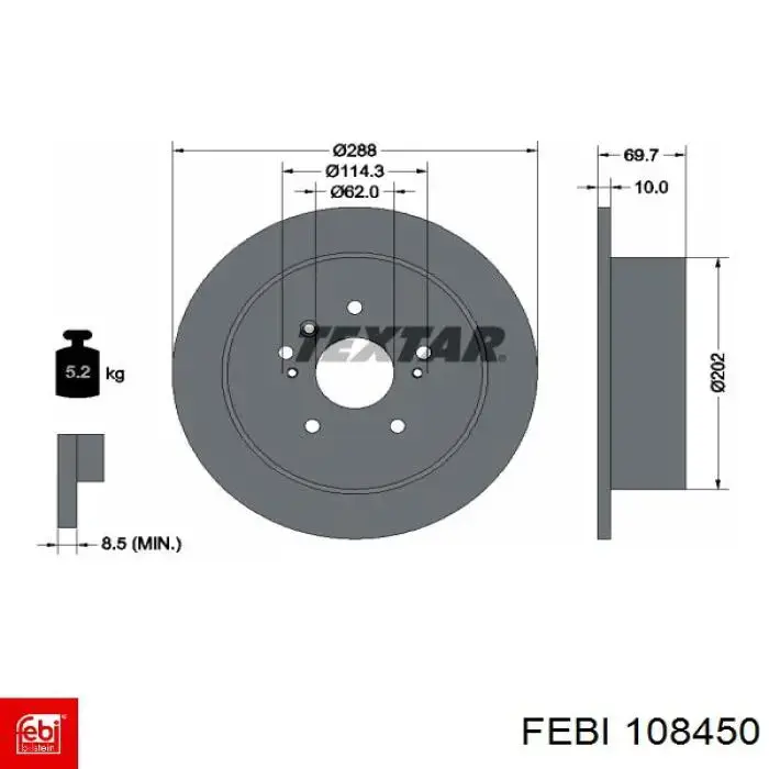Купить 108450 Febi Диск тормозной задний