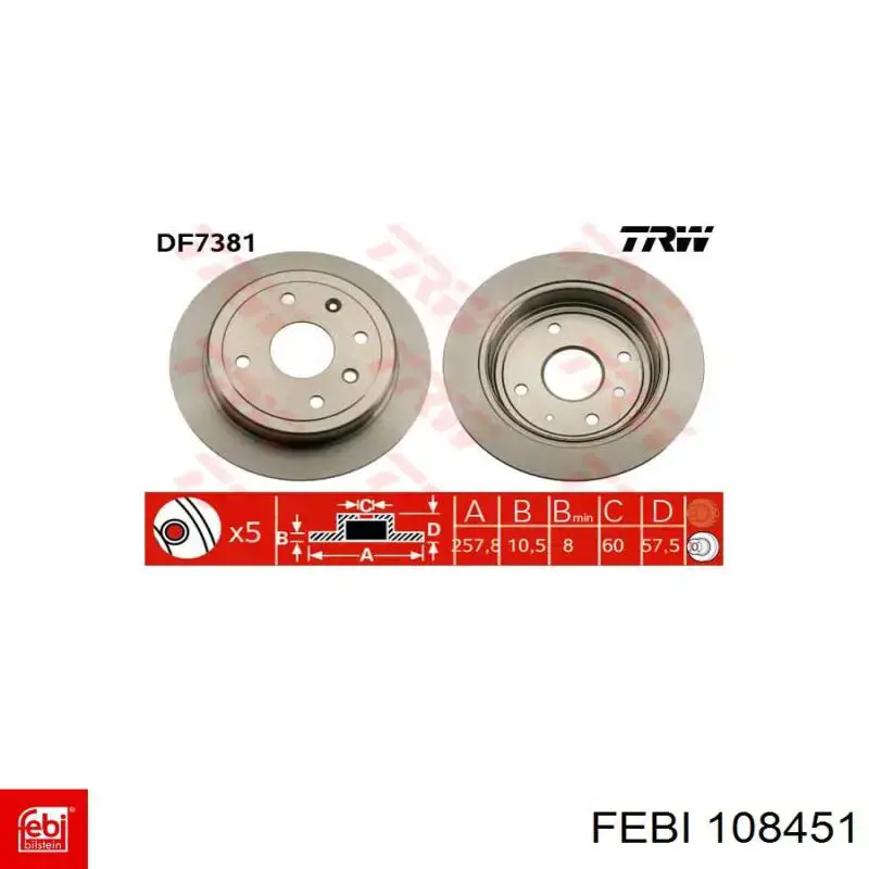 Задний тормозной диск Febi 108451 цена, от 28.05 USD