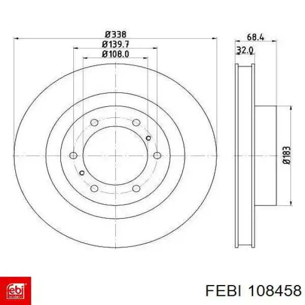 Передние тормозные диски 108458 Febi