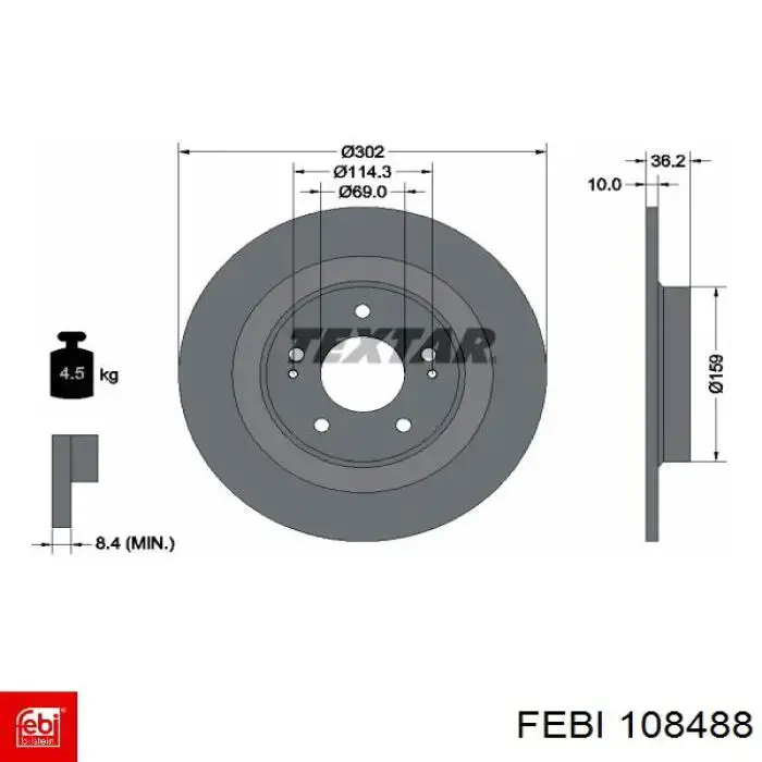 Задний тормозной диск Febi 108488 цена, от 36.11 USD