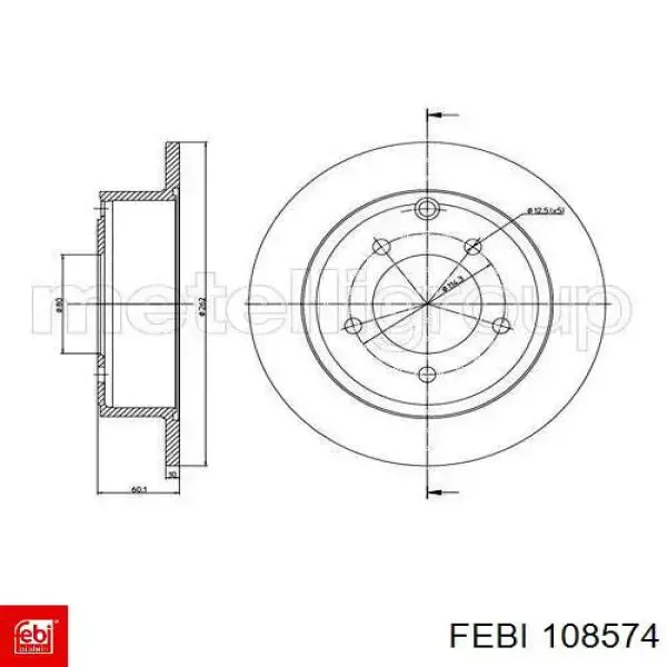 Задний тормозной диск Febi 108574 цена, от 34.23 USD