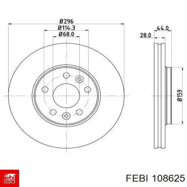 108625 Febi disco do freio dianteiro