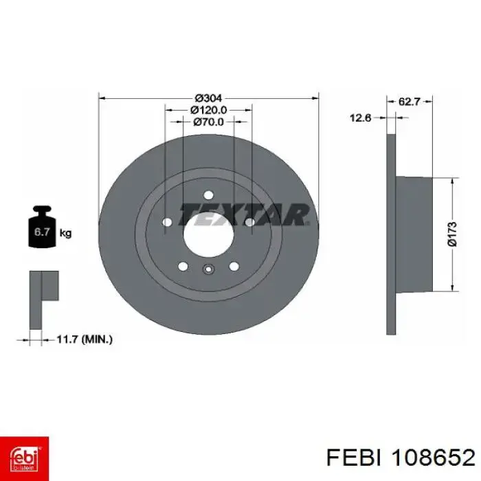Купить 108652 Febi Диск тормозной задний
