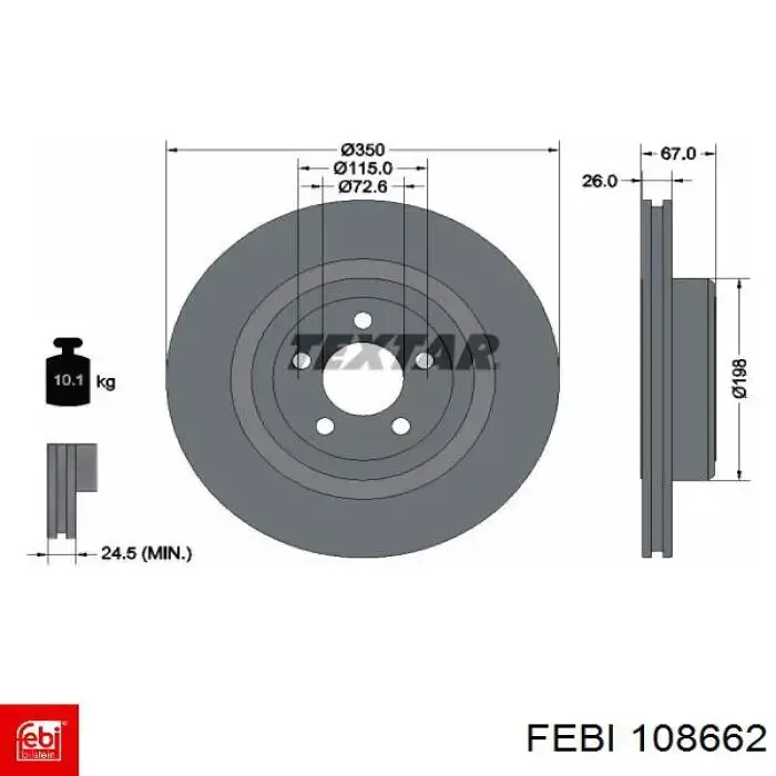 Тормозные диски 108662 Febi