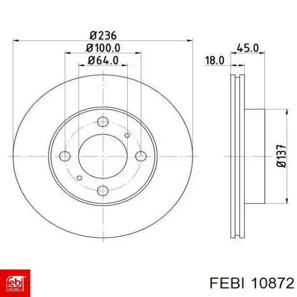 Тормоз дисковый передний Febi 10872 цена, от 23.09 USD