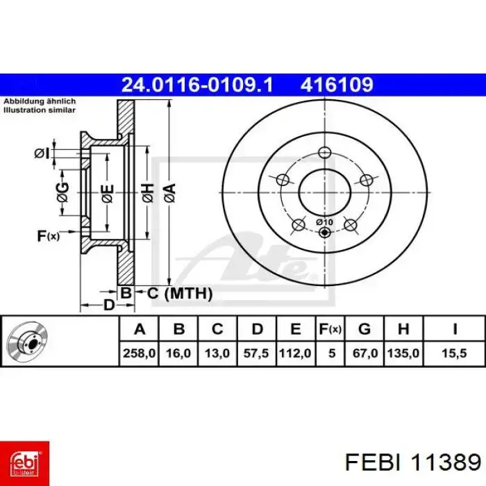 Купить 11389 Febi Ротор тормозной