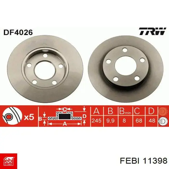 Задний дисковый тормоз Febi 11398