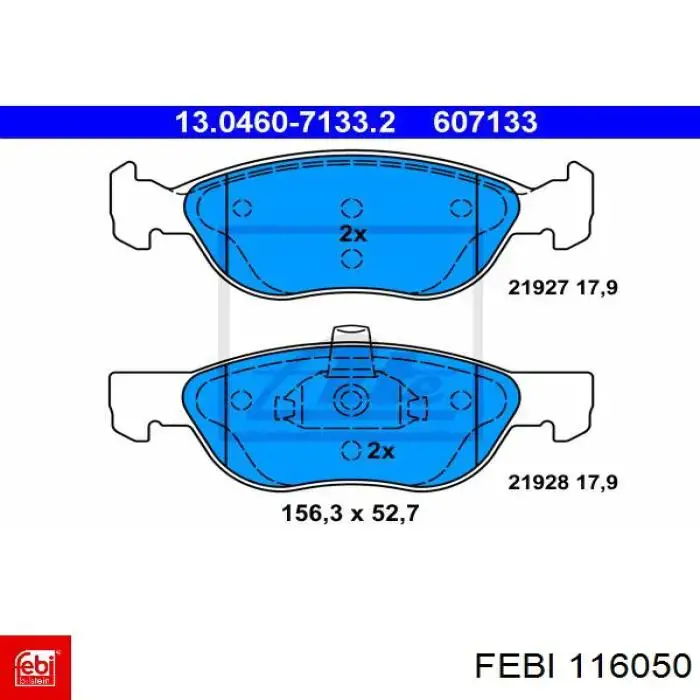 Передние тормозные колодки 116050 Febi